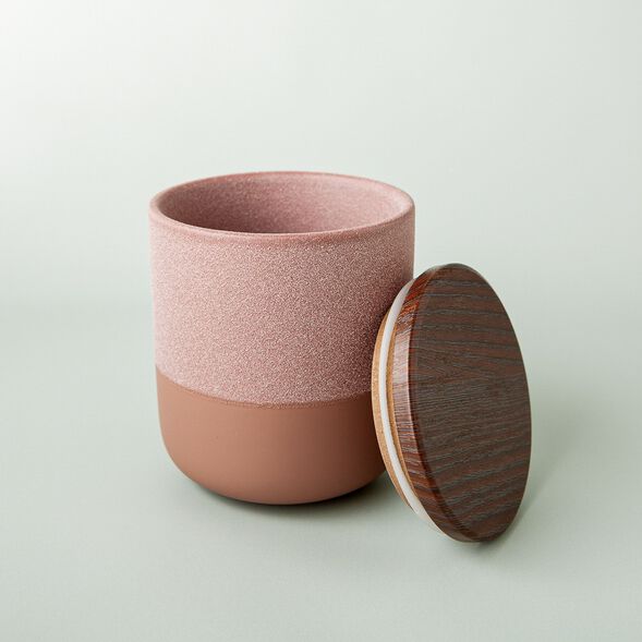 Terracotta Two-Tone Ceramic Jar with Lid - 4 Jars